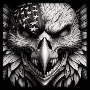 American Flag Eagle Skull Laser Engraving File (CO2, Diode, Glowforge, xTool)