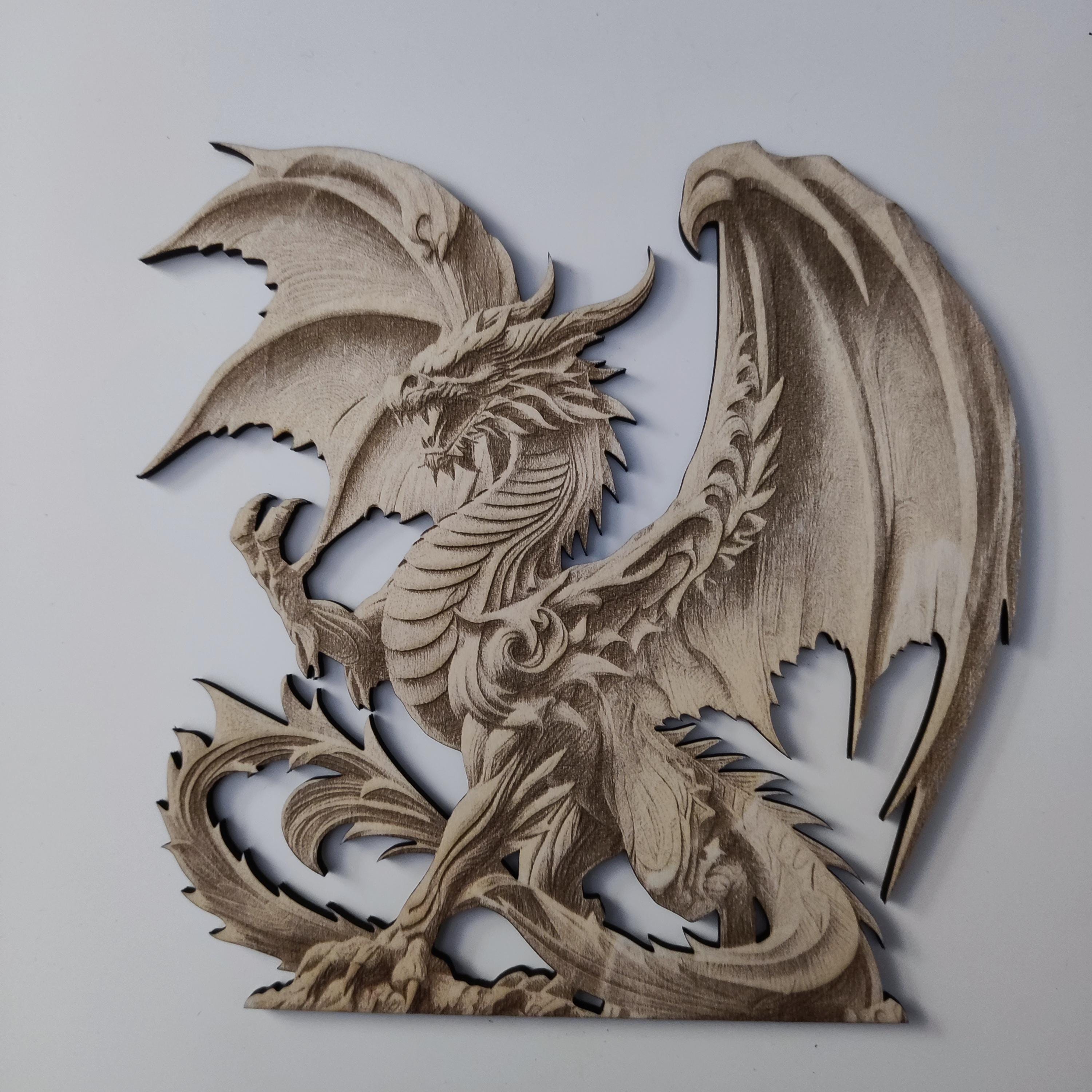 3D Dragon Laser Engraving File: Mythical Creature Art (digital Download ...