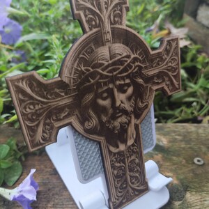 Quality Crucifix Jesus design for faith-based laser cutting projects.