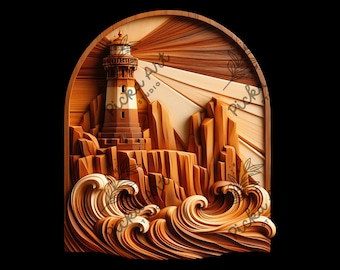 Archivo de grabado láser de faro: Arte mural ilusorio (descarga digital)