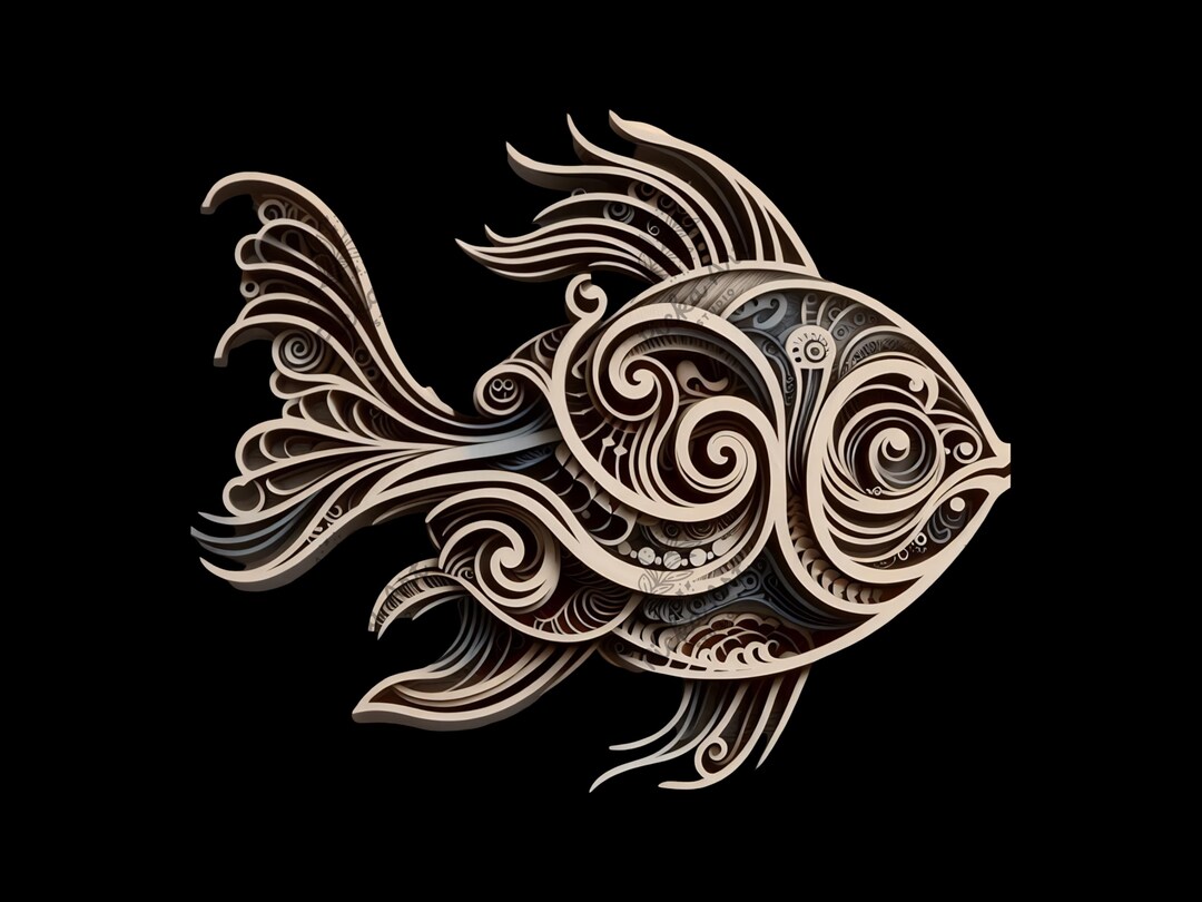 Fish Laser Engraving File: Aquatic Art Design (lightburn, Glowforge ...