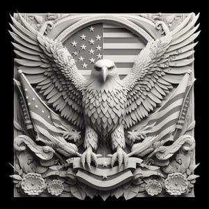 Eagle and USA Flag 3D Illusion Laser Engraving File (Digital Download)