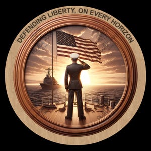 Vigilance and Service 3D Illusion Laser Engraving File – Patriotic Military Art, US Navy, Veteran, Memorial Tribute, CO2, Glowforge, xTool