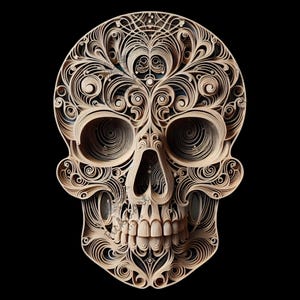 Artistic Skull 3D Illusion Laser Engraving File | Abstract Decorative Skull Laser Cut Design, Craft & Wall Art, CO2, Diode, Glowforge, xTool