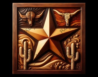 Texas Lone Star Laser Engraving File: Patriotic Wall Art (Digital Download)