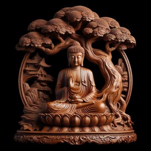 Buddha Statue 3D Illusion Laser Engraving File | Lightburn Ready Zen Art Laser Cut Design, Spiritual Artwork for CO2, Diode, Glowforge