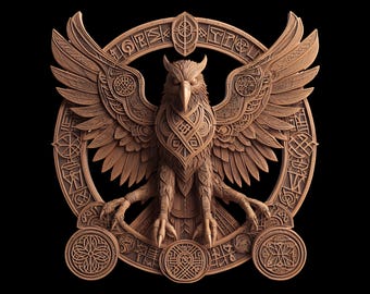 Norse Raven 3D Illusion Laser Engraving File: Viking Design (Digital Download)