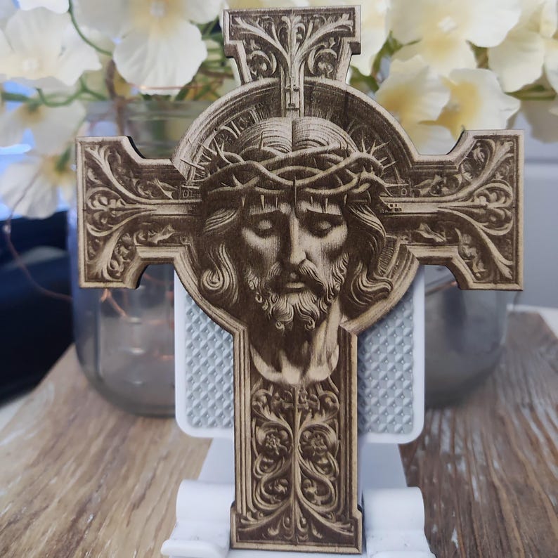 Christian crucifix art for creating devotional home decor or gifts.