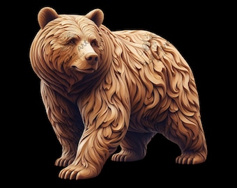 Bär 3D Illusion Lasergravur Datei: Wildtiere Kunst (Lightburn Ready)