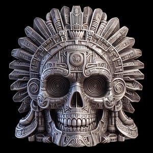 Aztec Skull 3D Illusion Laser Engraving File | Tribal Mask Laser Cut Design, Lightburn Ready 3D Digital Skull Art for CO2, Diode, Glowforge