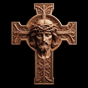 Detailed depiction of Jesus on the Cross in laser engraving file.