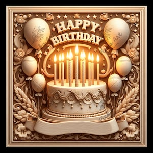 Letrero de "Feliz cumpleaños" personalizable con ilusión 3D, archivo de grabado láser / Diseño de decoración de cumpleaños cortado con láser, compatible con Lightburn CO2, diodo, Glowforge