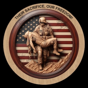 Fallen Soldier 3D Illusion Laser Engraving File | Independence Day, Army, Veteran, Military Laser Cut Design, CO2, Diode, Glowforge, xTool