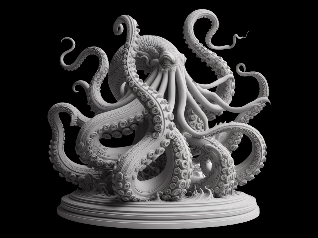 Kraken 3D Illusion Laser Engraving File: Mythical Sea Monster