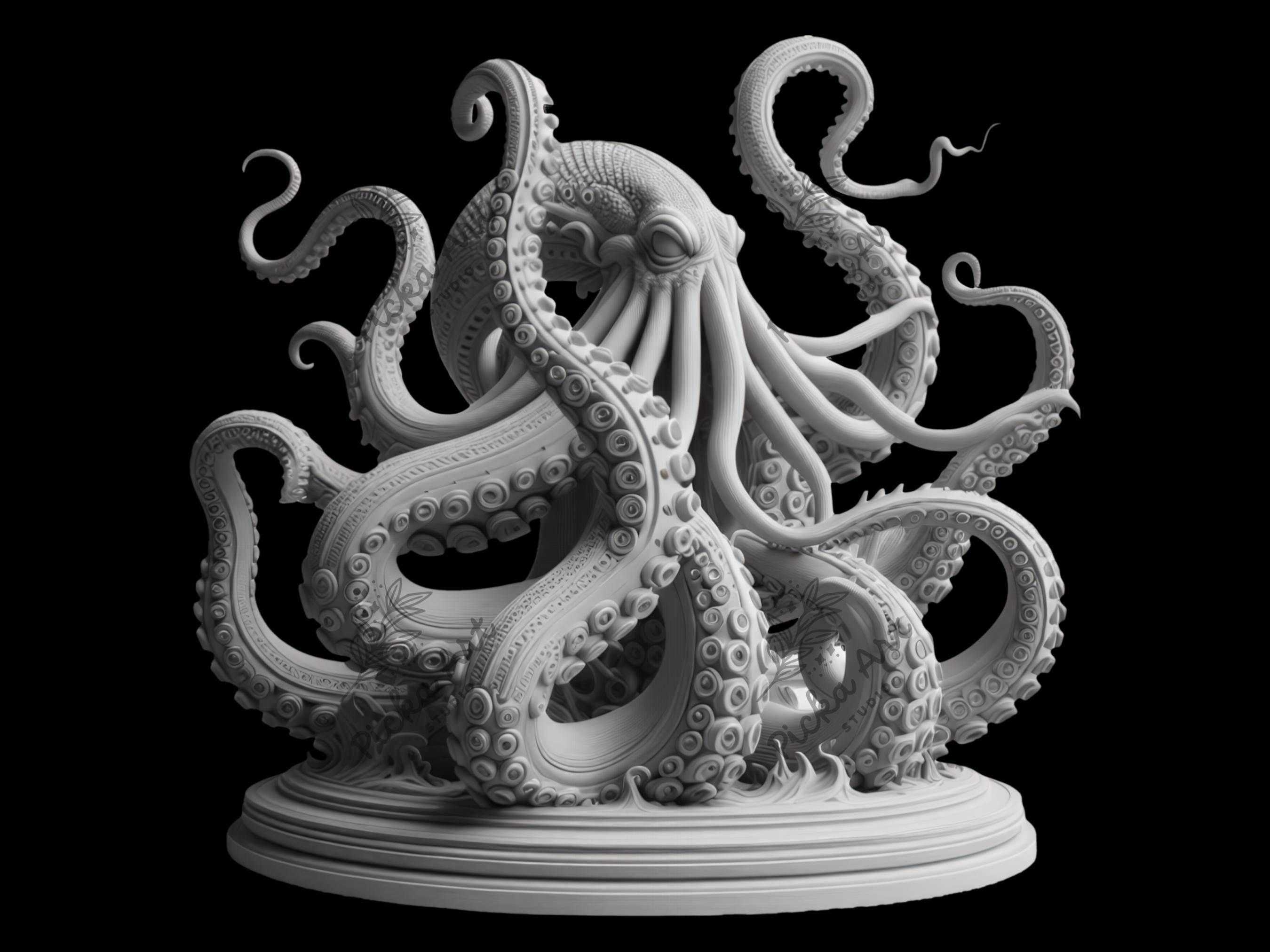 Kraken 3D Illusion Laser Engraving File: Mythical Sea Monster