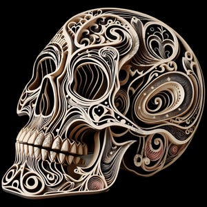 Abstract Skull 3D Illusion Laser Engraving File | Unique Artistic Skull Laser Cut Design, Crafts & Home Decor, CO2, Diode, Glowforge, xTool