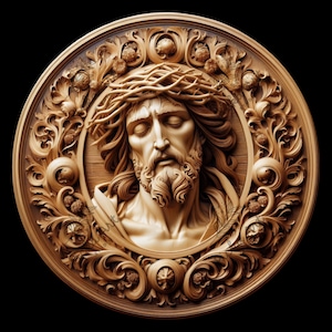 Christ Picture 3D Illusion Laser Engraving File | Crown of Thorns Laser Cut Design, Lightburn Ready Jesus Portrait for CO2, Diode, Glowforge