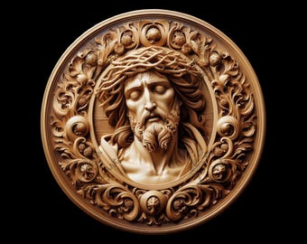 Jesus Portrait Laser Engraving File: Crown of Thorns 3D Illusion (Digital Download)