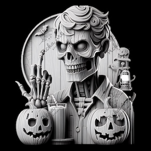 Zombie 3D Illusion Laser Engraving File | Funny Flipping Off Zombie Laser Cut, Halloween Zombie & Pumpkins, CO2, Diode, Glowforge, xTool
