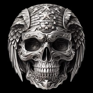 Patriotic Skull 3D Illusion Laser Engraving File | Eagle Wings Laser Cut Design, Veterans, Memorial Day Gift, CO2, Diode, Glowforge, xTool