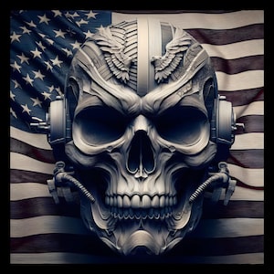 American Flag Skull 3D Illusion Laser Engraving File | Independence Day, Memorial and Veterans Day, Patriotic Artwork for CO2, Glowforge