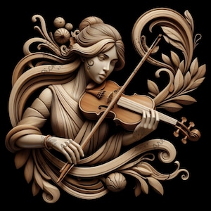 Violinist Lady 3D Illusion Laser Engraving File | Graceful Musician Laser Cut Design, Lightburn Ready Music Artwork, CO2, Diode, Glowforge