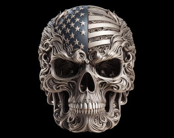 American Flag Skull Laser Engraving File (Digital Download)