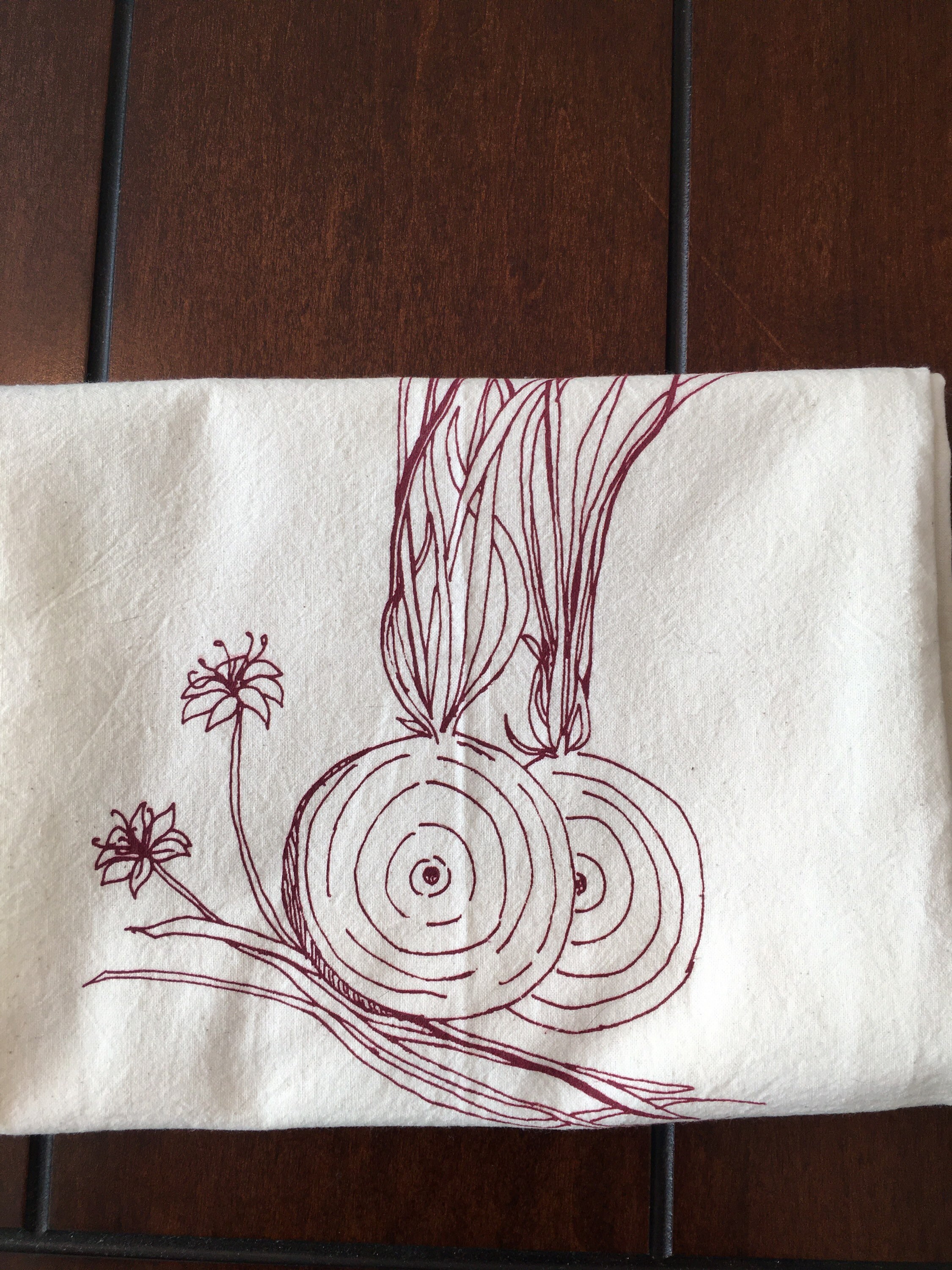 Maroon onion tea towel flour sack high quality 27x27 Etsy