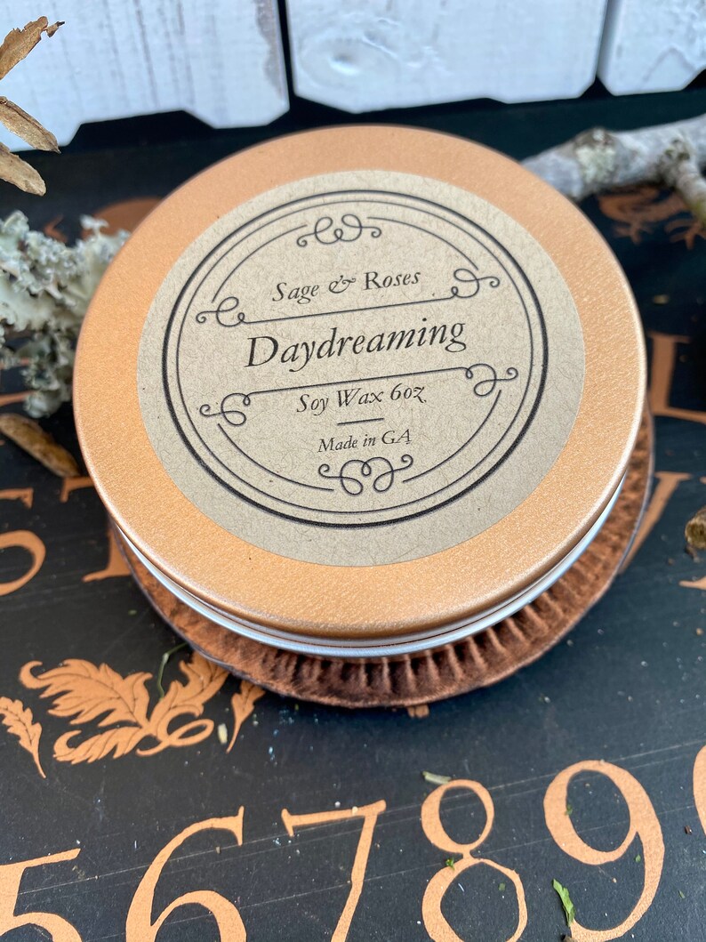 infused with essential oils herbs Daydreaming- Healing Ritual Meditation Energy crystals soy wax candle 6oz flowers