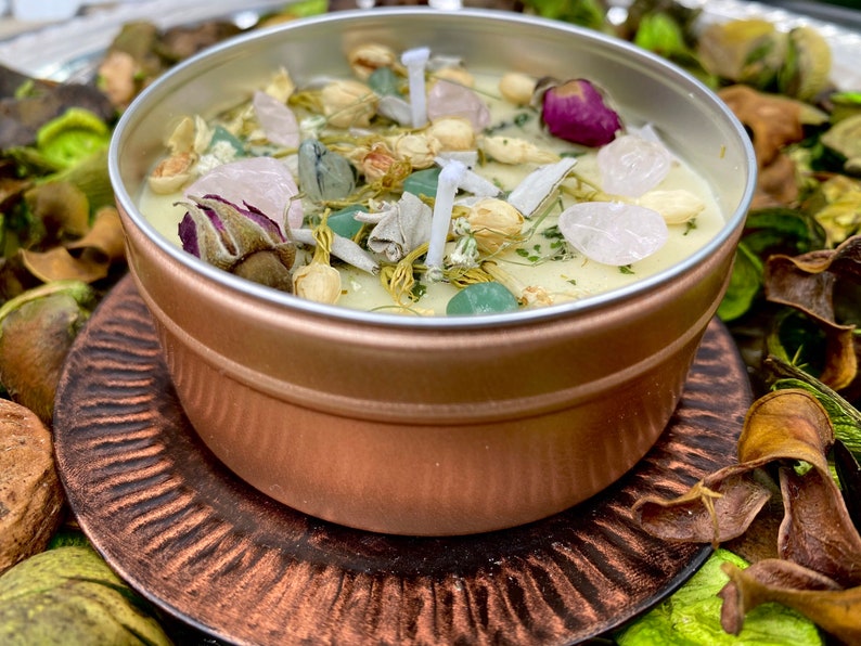 infused with essential oils herbs Daydreaming- Healing Ritual Meditation Energy crystals soy wax candle 6oz flowers