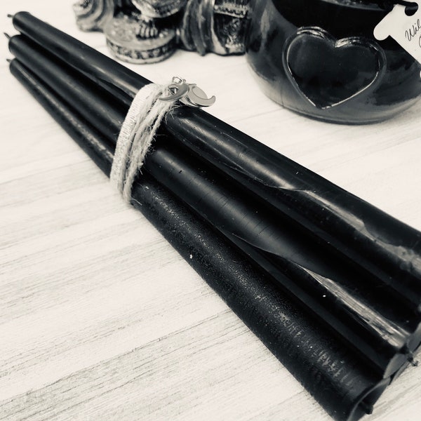 Black Taper Beeswax Candles- Ritual/ Protection/ Intention/ Spell/ Beeswax/ Natural/ Hand made with love