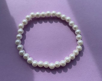 White Purple Real Pearl Bracelet Cute Romantic Bracelet Gift. Pearl Chain Bracelet