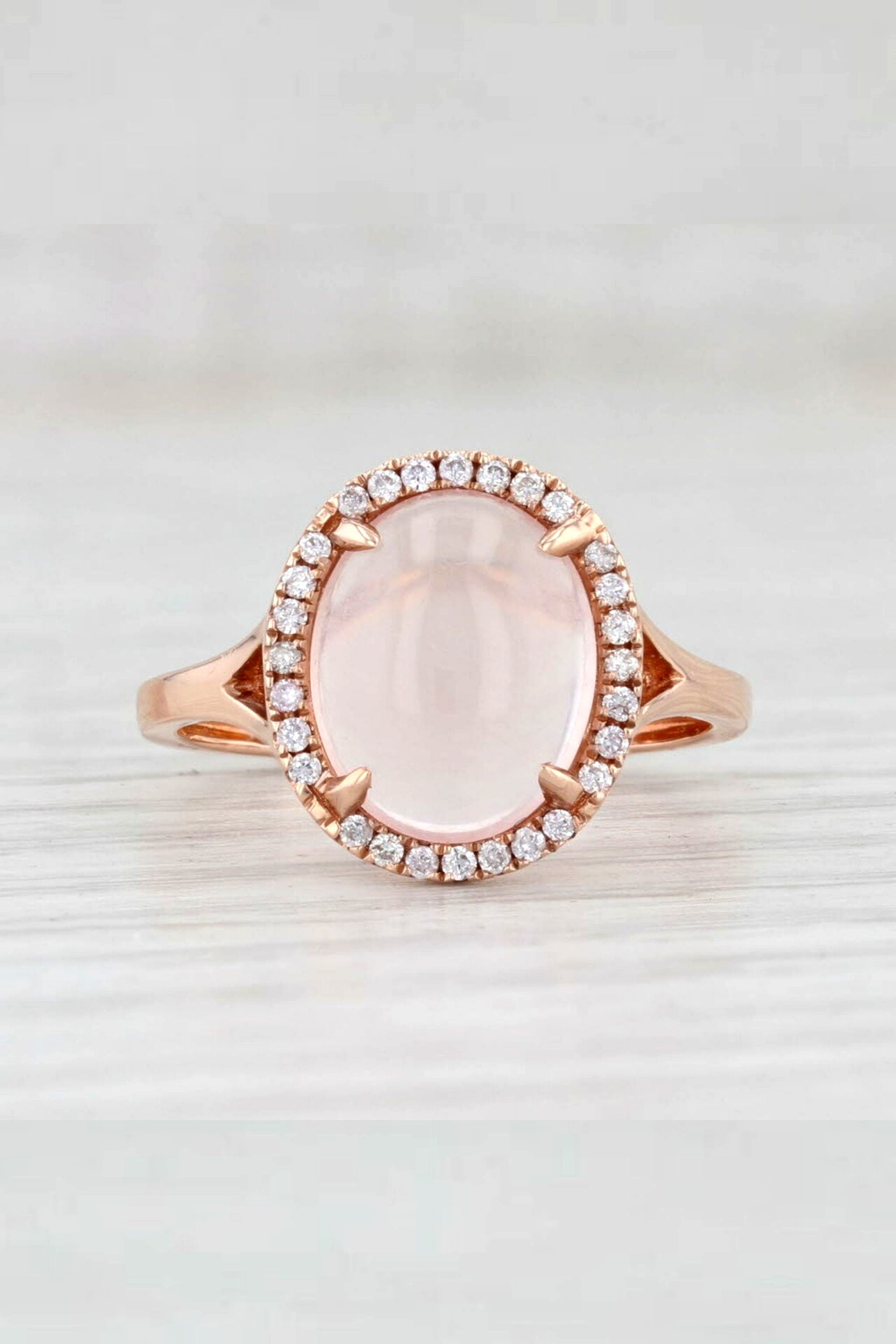 Rose Quartz Engagement Ring Pink Quartz Ring Vintage Ring | Etsy