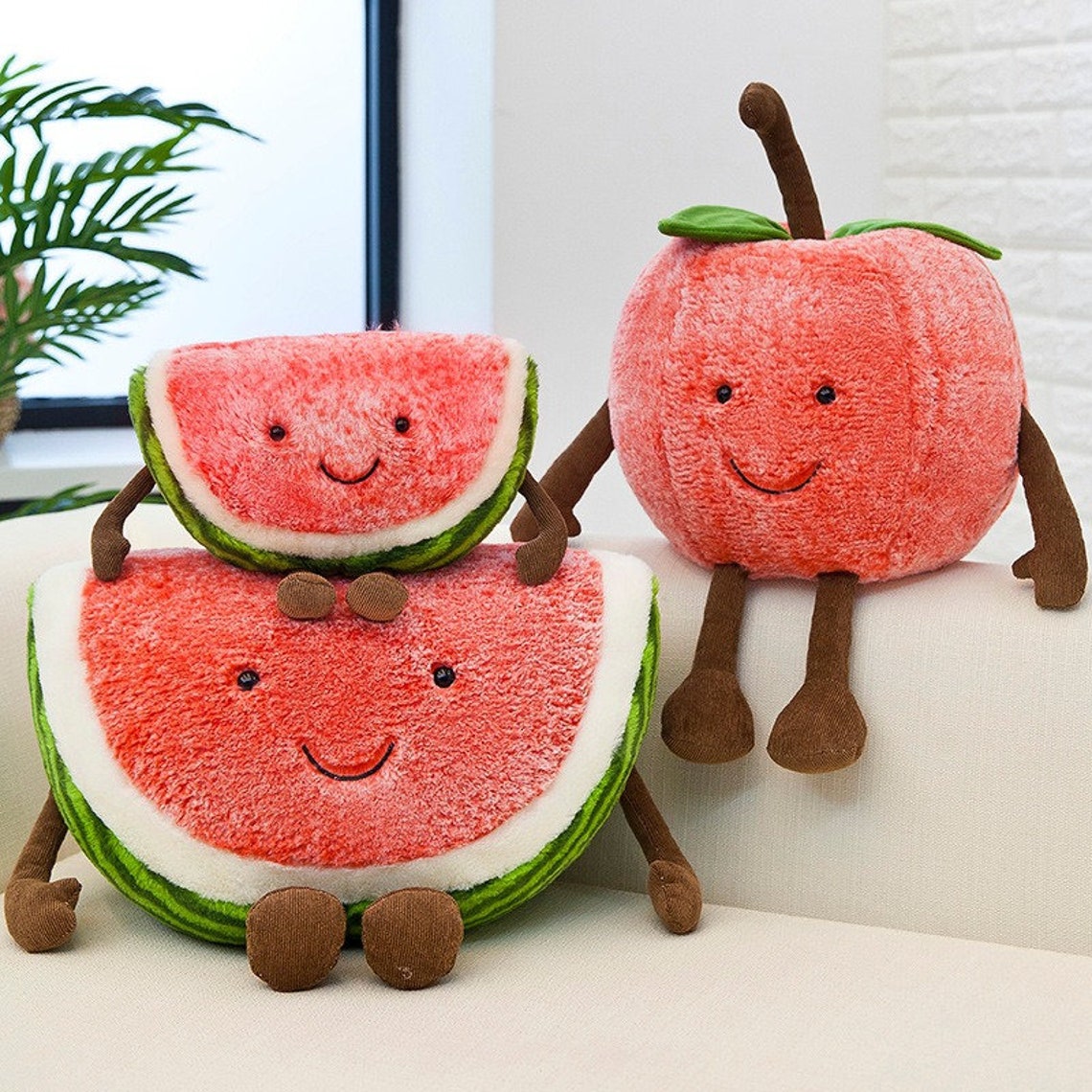 30/40CM INS Watermelon Plush Stuffed Toys Cute Fruit Cushion Etsy