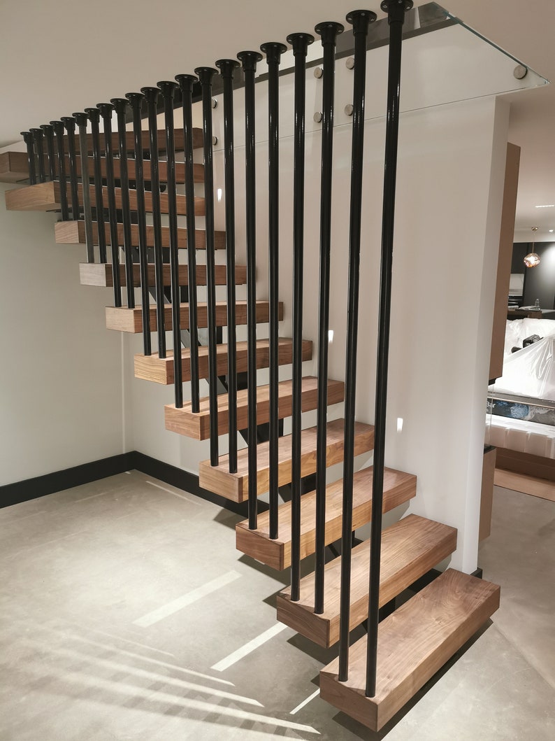 Floating Stair Treads Walnut Wood Solid Wood Thick Stairs Etsy