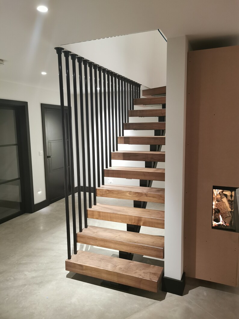 Floating Stair Treads Walnut Wood Solid Wood Thick Stairs Etsy