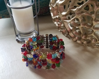 Beaded wire cuff bracelet