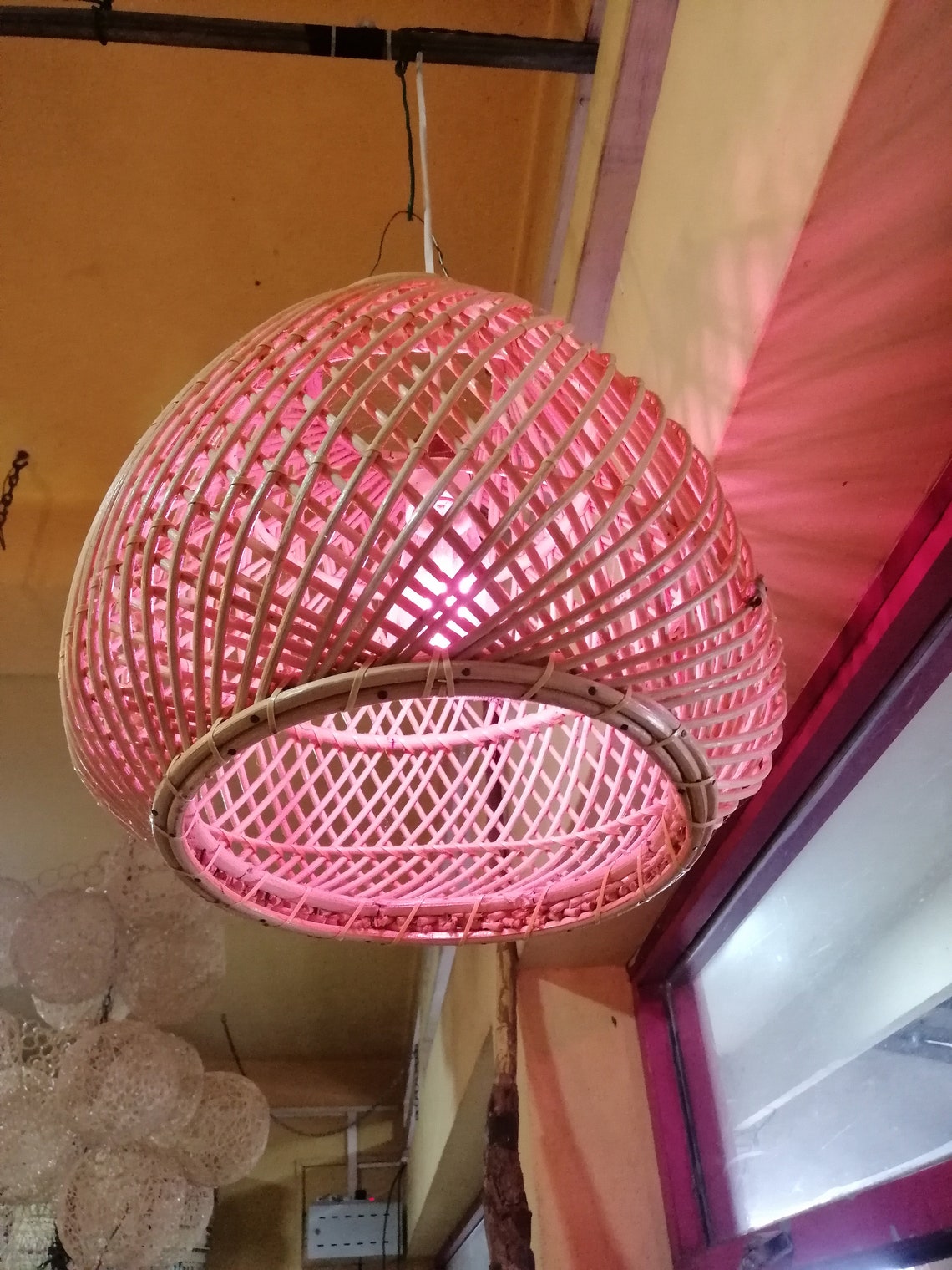 Light Pendant Wicker Lamp shade Cane pendant Cane wall Etsy