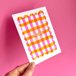 Vichy | Joyeux anniversaire | Carte d'aluminium pour risographie