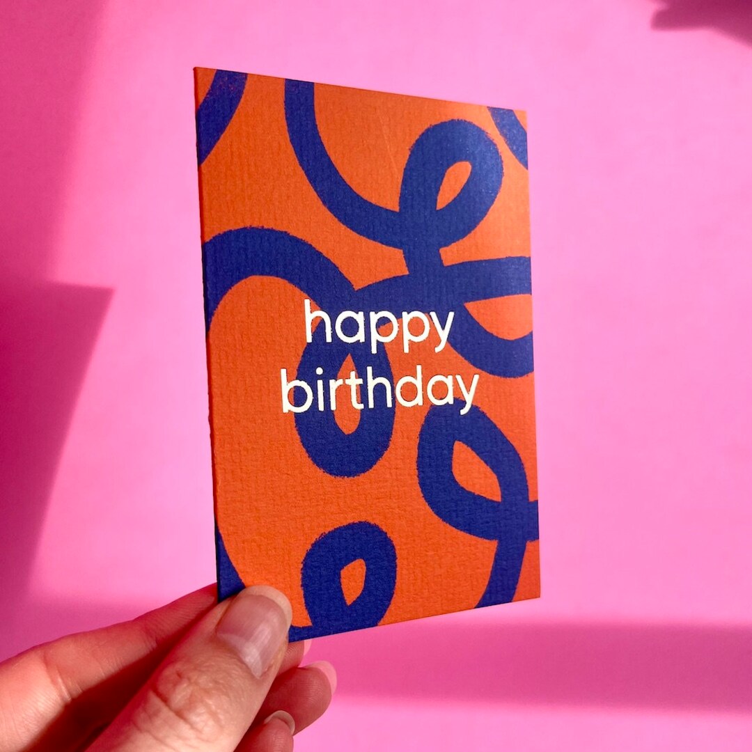 Happy Birthday Foiled Mini Card | Doodles Red & Blue - Etsy