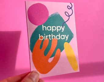 Happy Birthday Foiled Mini Card | Coral