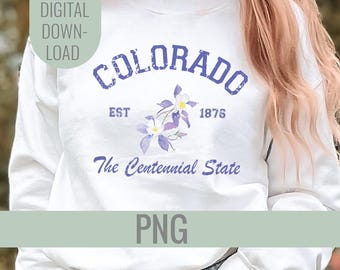 Colorado PNG. State Flower PNG Design, The Centennial State, Colorado State Shirt Design, Columbine Flower Design, Colorado Flower Digital