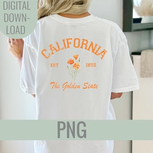 Kalifornien PNG. Zustandsblume PNG Design, Der Goldene Zustand, Kalifornien Zustand Shirt Design, Mohnblumendesign, Kalifornien Blume Digital