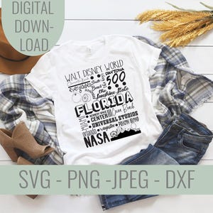 Florida State Standorte, Florida Wort Kunst SVG-Datei, SVG berühmte Orte und Symbole-Datei, Florida State, Cricut geschnitten Datei, Florida Shirt-Datei