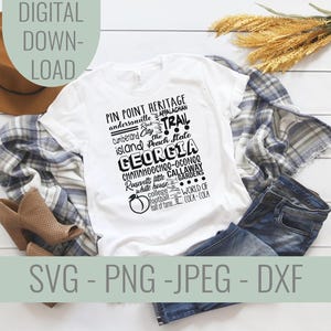 Georgia State, Georgia Wort Kunst Silhouette SVG-Datei, SVG berühmte Orte und Symbole Datei, Georgia Zustand, Cricut geschnitten Datei, Georgia Shirt-Datei