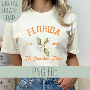 Florida PNG. Zustandsblume PNG Design, The Sunshine State, Florida State Shirt Design, Orangenblüten Design, Florida Flower Shirt Digital