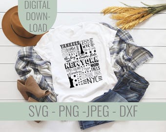 New York SVG Famous Locations and Icons file, New York State, Silhouette and Cricut cut file, United states cut file, tee shirt file, NYC