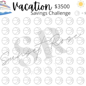 Vacation Savings Challenge | Printable 4x6 & 8.5x11 | Prefilled and Blank Customizable Challenge| Digital Download Savings Challenge