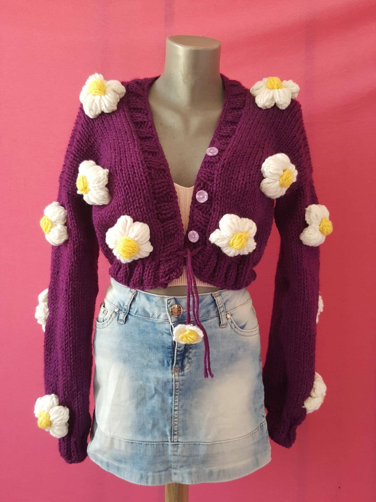 Floral cardigan floral sweater chunky cardigan crochet Etsy