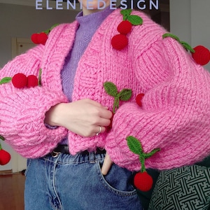 Chunky Knit Cherry Cardigan